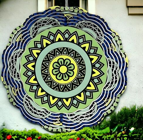 ColibrÍ Shop Mandala Wind Spinner 3D الفولاذ المقاوم للصدأ للتعليق على شكل هدية ديكور داخلي/خارجي للحديقة ديكور ساحة حركية فن منحوت الرياح دقات الرياح للديكور الخارجي هدايا عيد ميلاد للأم in Kuwait