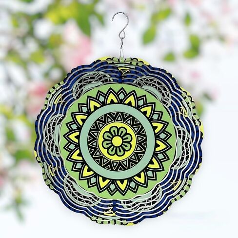 ColibrÍ Shop Mandala Wind Spinner 3D الفولاذ المقاوم للصدأ للتعليق على شكل هدية ديكور داخلي/خارجي للحديقة ديكور ساحة حركية فن منحوت الرياح دقات الرياح للديكور الخارجي هدايا عيد ميلاد للأم in Kuwait