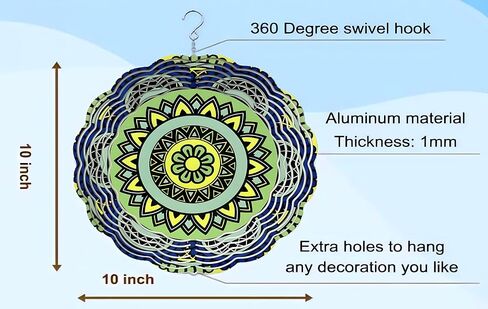 ColibrÍ Shop Mandala Wind Spinner 3D الفولاذ المقاوم للصدأ للتعليق على شكل هدية ديكور داخلي/خارجي للحديقة ديكور ساحة حركية فن منحوت الرياح دقات الرياح للديكور الخارجي هدايا عيد ميلاد للأم in Kuwait