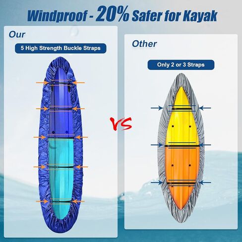 CHANGE MOORE Waterproof Kayak Cover with Shoulder Strap for Outdoor, Paddle Board Cover with 5 Straps for Strong Wind, Dust and UV Protection, Canoe Cover for Fishing Boat 11.8-13FT Black in Saudi Arabia