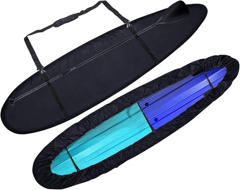 CHANGE MOORE Waterproof Kayak Cover with Shoulder Strap for Outdoor, Paddle Board Cover with 5 Straps for Strong Wind, Dust and UV Protection, Canoe Cover for Fishing Boat 11.8-13FT Black in Saudi Arabia