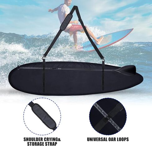 CHANGE MOORE Waterproof Kayak Cover with Shoulder Strap for Outdoor, Paddle Board Cover with 5 Straps for Strong Wind, Dust and UV Protection, Canoe Cover for Fishing Boat 11.8-13FT Black in Saudi Arabia