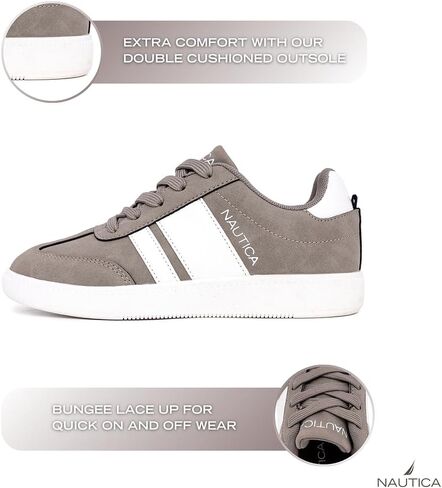 Nautica Boys Girls Casual Fashion Shoes – Comfortable Soccer Classic Walking Tennis Sneakers for Kids – Breathable, Lightweight & Flexible (Lace Up/Bungee) in Kuwait