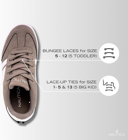 Nautica Boys Girls Casual Fashion Shoes – Comfortable Soccer Classic Walking Tennis Sneakers for Kids – Breathable, Lightweight & Flexible (Lace Up/Bungee) in Kuwait