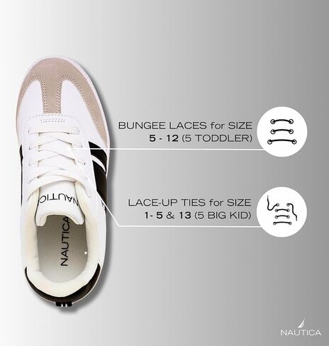 Nautica Boys Girls Casual Fashion Shoes – Comfortable Soccer Classic Walking Tennis Sneakers for Kids – Breathable, Lightweight & Flexible (Lace Up/Bungee) in Kuwait