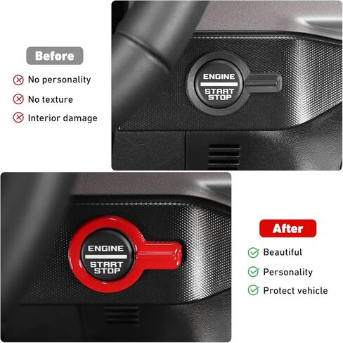 Linskip Push Start Button Ring Compatible with Ford Bronco 2021 2022 2023, Bronco Engine Start Stop Button Cover Trim, Bronco Interior Accessories(red) in Saudi Arabia