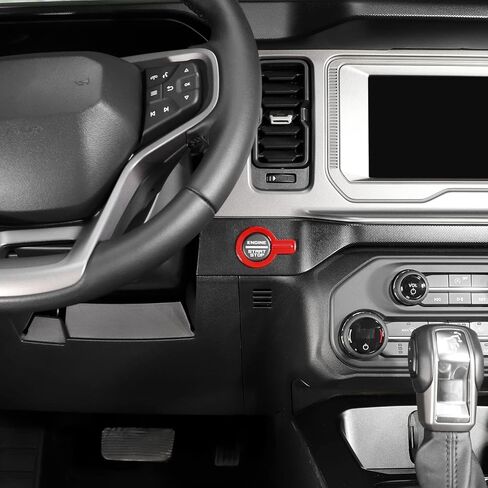 Linskip Push Start Button Ring Compatible with Ford Bronco 2021 2022 2023, Bronco Engine Start Stop Button Cover Trim, Bronco Interior Accessories(red) in Saudi Arabia