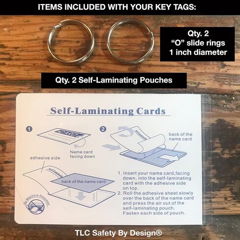 TLC Safety By Design My Pets Dog Cat are Home Alone Emergency Alert I.D. 2 Pk. Plastic Key Tags with Contact Call Card (Standard Set of 2, Pets Home Alone Key Tag Set) in Saudi Arabia