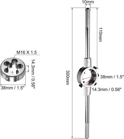 uxcell 38mm ID Round Die Stock Holder Adjustable Wrench for M12-M16 Round Die, M16 x 1.5 Metric Round Die Machine Thread Threading Die 38mm OD in Saudi Arabia