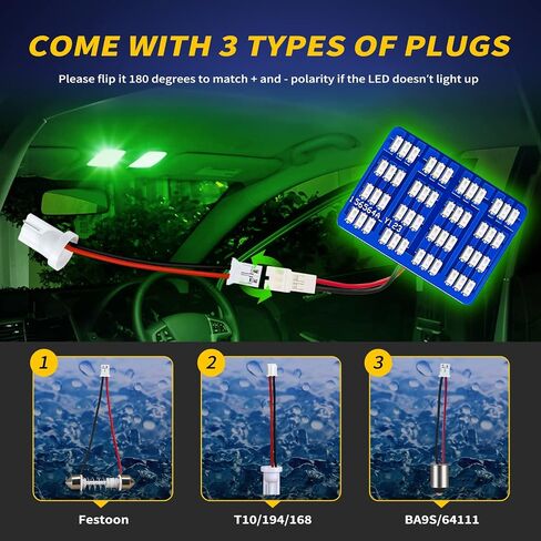 ملحقات مصابيح LED الداخلية للسيارة مع 194 168 T10 / BA9S / DE3175 6418 211-2 578 محولات فسطون، مصابيح لوحة 48-SMD لأضواء لوحة الترخيص لخريطة القبة وباب السيارة (أرجواني) in Kuwait
