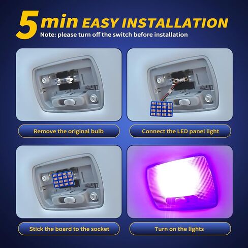 ملحقات مصابيح LED الداخلية للسيارة مع 194 168 T10 / BA9S / DE3175 6418 211-2 578 محولات فسطون، مصابيح لوحة 48-SMD لأضواء لوحة الترخيص لخريطة القبة وباب السيارة (أرجواني) in Kuwait