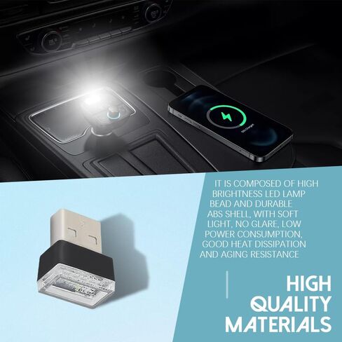 HEVLE 4 قطع USB LED مصباح جو داخلي للسيارة، مصابيح LED داخلية للسيارة، مصابيح USB صغيرة عالمية لتزيين السيارة، ضوء ليلي لتزيين USB لمعظم السيارات (أزرق) in Kuwait