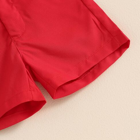 Gueuusu طفل رضيع 4th من يوليو ملابس قصيرة الأكمام زر حتى قميص مجموعة تي شيرتات قصيرة للأطفال العلم الأمريكي الزي شهم الملابس in Kuwait