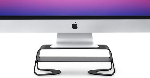 حامل شاشة Twelve South Curve Riser | حامل سطح مكتب مريح مع رف تخزين لجهاز iMac والشاشات، أسود مطفي in Kuwait