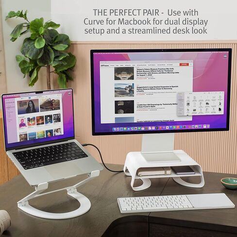 Twelve South Curve Riser Monitor Stand | Ergonomic Desktop Stand with Storage Shelf for iMac and Displays, Matte Black in Saudi Arabia