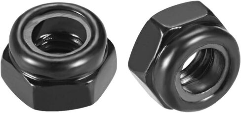 Awclub M2 x 0.4mm Nylon Insert Hex Lock Nuts, Carbon Steel Black Zinc Plated, Pack of 50 in Kuwait