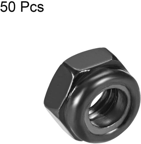 Awclub M2 x 0.4mm Nylon Insert Hex Lock Nuts, Carbon Steel Black Zinc Plated, Pack of 50 in Kuwait
