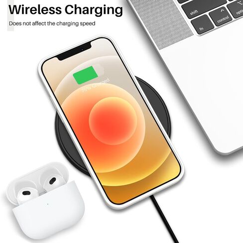 ORNARTO متوافق مع حافظة iPhone 12، متوافقة مع حافظة iPhone 12 Pro، حافظة هاتف من السيليكون السائل النحيف 3 طبقات مغطاة بالكامل بمطاط الجل الناعم مقاس 6.1 بوصة-أبيض in Saudi Arabia