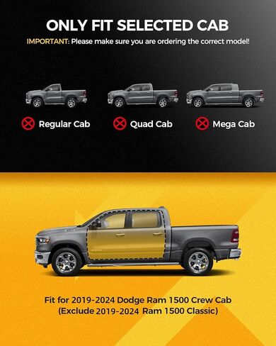KYX Running Boards & Steps Nerf Bars Fit for 2019-2024 Dodge Ram 1500 Crew Cab(Exclude 2019-2024 Ram 1500 Classic), A Pair 6 inch Car Door Side Steps Nerf Bars Truck Boards Step Rails-Triple Tube in Saudi Arabia