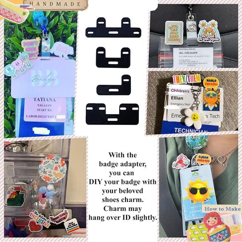 TEYOUYI Topper Adapter for Badge Buddy Charm Holder for Badge Works with Classic Shoe Charm Backs Compatible with Enamel pins 4-Piece Set Black（No Charm, Reel or ID Included）Perfect for Christmas in Saudi Arabia
