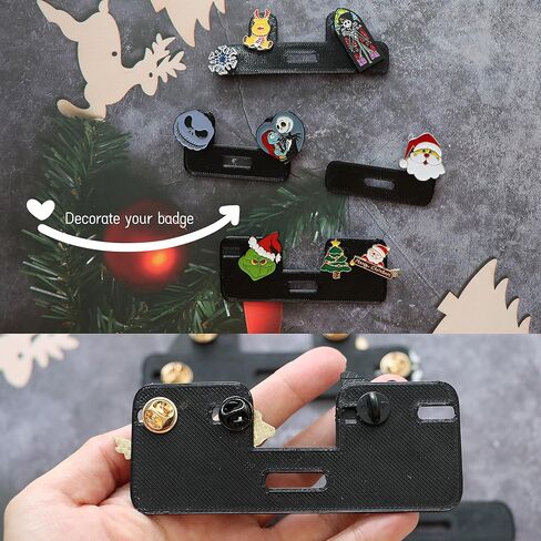 TEYOUYI Topper Adapter for Badge Buddy Charm Holder for Badge Works with Classic Shoe Charm Backs Compatible with Enamel pins 4-Piece Set Black（No Charm, Reel or ID Included）Perfect for Christmas in Saudi Arabia