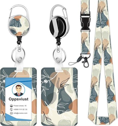 Badge Holder and Heavy Duty Retractable Reel Clip, ID Badge Holders with Retractable Clip, ID Badge Holder with Breakaway Lanyard for Nurse Teacher Student Office, Tropical Leaf in Saudi Arabia