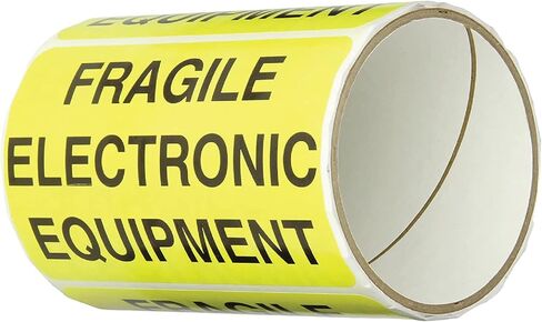 TapeCase Shipping Packing Labels "Fragile Electronic Equipment", Yellow/Black - 50 per Pack (1 Pack) in Saudi Arabia