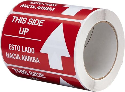 TapeCase - SHIPLBL-088-50 SHIPLBL-088 شريط ملصقات أحمر مطبوع - (عبوة من 50 قطعة) شريط لاصق مع حروف بيضاء "This Side up". ملصقات ومواد لاصقة in Kuwait