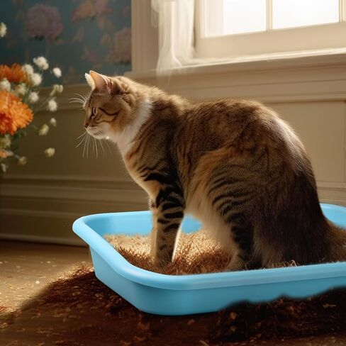 Suclain 6 Pcs Extra Large Low Entry Cat Litter Box 23.23 x 16.54 x 4.33 inch Pet Litter Box Open Top Shallow Kitten Litter Box for Frail Handicap Disabled Older Elderly Cats(Black, Gray, Blue) in Saudi Arabia