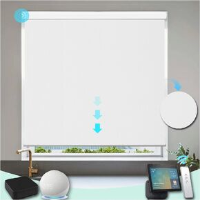 Bluetooth&WiFi Smart Motorized Roller Blinds for Windows Fire Retardant& Waterproof Window Shades Privacy& UV Protection Window Shades for Home Office Kids Room and More(Beige Custom Size)