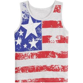 Little Hand Toddler Boys 4th of July Tank Tops Kids American Flag T-Shirts Patriotic Sleeveless Tees Summer Clothes 2-7 Years