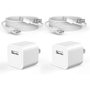 iPhone Charger,Chargers for iPhone,[MFi Certified] 2Pack USB Wall Charger Travel Block Adapter with 3.3FT USB to Lightning Fast Charging Data Sync Cable for iPhone 14 Pro/13/12/11/X/8/7/XR/XS Max