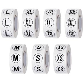 3600 PCS Clothing Size Stickers Labels 7/8" Round Self Adhesive Size Stickers for Clothing T Shirts Retail, Full 7 Sizes (XS, S, M, L, XL, XXL, XXXL)