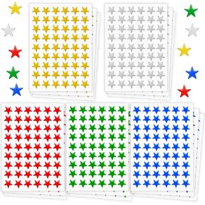 Star Stickers 1216 Pack Small Stickers Assorted Colors Stickers. Foil Star Stickers ½" Diameter Star Stickers, Great for Kids Reward, Arts and Crafts and Homeschool Supplies