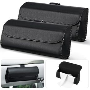 Frienda 2 Pieces Sunglasses Holder for Car Sun Visor, Eyeglasses Visor Organizer Storage Case with 2 Pcs Cleaning Cloths Automotive Interior Accessories