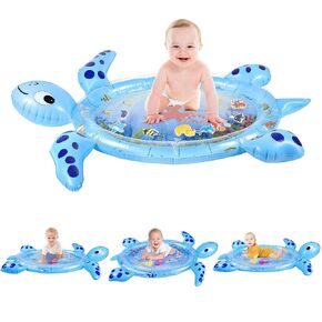 gebra Inflatable Tummy Time Water Mat Sea Turtle Shape Play Mat for Baby Boy Girl 0 3 6 9 Month
