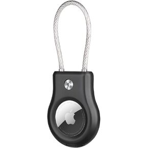 OLEBAND AirTag Keychain Holder,Air tag Lock Case with Wire Cable Compatible with Apple iTags, Ultra Durable Anti-Lost Protective Case with Keyring for Luggage,Key,Backpack,Pet,Black in Kuwait