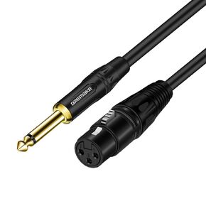 DREMAKE 20FT XLR to TS 6.35mm (1/4 Inch) Mic Cable, XLR 3Pin to Quarter Inch Audio Cord, Mono 6.35mm 1/4 Inch TS Male to XLR Female Unbalance Interconnect Cable for Microphone Console Guitar Mixer AMP