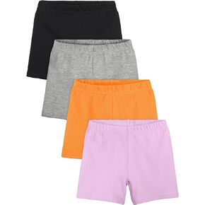 Resinta 4 Pack Girls Cotton Bike Shorts Toddler Basic Cartwheel Shorts Kids Under Dress Shorts Solid Dance Safety Shorts
