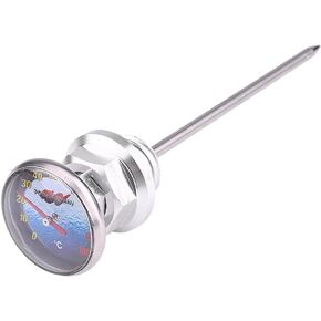 Motorcycle Oil Dipstick, Keenso Aluminum Alloy Oil Level Gauge Dip Stick Temperature with Thermometer for 125cc Motorbike (Black)
