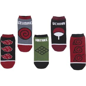 Bioworld Naruto Shippuden Socks Adult Akatsuki And Clan Names Anime No Show Mix And Match Ankle Socks 5 Pairs