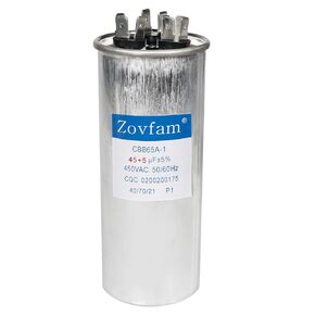 AC Capacitor 45+5 uF ±5% 45/5 MFD 370/440V Run Capacitor CBB65 Dual Run Circular Start Capacitor for AC Motor Run, Air Conditioner, AC Fan, Heat Pump, Condenser Straight Cool, HVAC