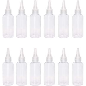 lasenersm 12 Pieces Plastic Squeeze Bottles 10ml Small Squeeze Bottles Plastic Bottles Applicator Mini Empty Squirt Bottle with Top Cap for Paint Art Craft Liquids Lotion Glue, Transparent