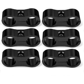 6PCS AN6 6AN Billet Aluminum Fuel line Mounting Hose Separator Clamp for Fuel Line, Oil Hose, Brake Line, Water Pipe, Gas Line black