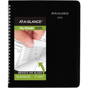 AT-A-GLANCE 2025 Planner, Monthly, 7" x 8-3/4", Medium, DayMinder, Black (G4000025)