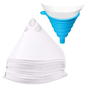 JANYUN 100Pcs Paint Filter, 190 Micron Resin Filter Disposable Paint Strainers for Automotive Spray Paint, Art Painting Cooking Oil Filter with Cone Silicone Funnel Filter