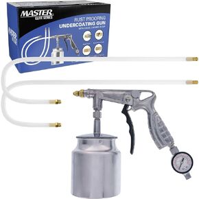 Master Elite Air Rust Proofing and Undercoating Gun with Gauge & Suction Feed Cup, 2 Wands - 22" Long Flexible Extension Wand with Multi-Directional Nozzle - Spray Truck Bed Liner Rubberized Undercoat