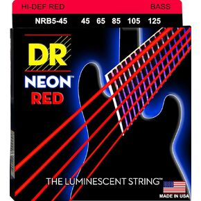 Other DR Hi-Def Neon Red Bass Medium 5 Acoustic Guitar Strings (NRB5-45)