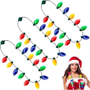 JOYIN 3 Pack Christmas LED Light Up Bulb Necklace Christmas Holiday Accessories Party Favors 12 LED Bulbs