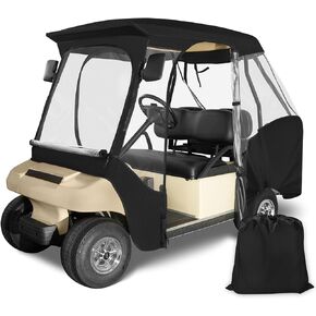 10L0L Golf Cart 4 Passenger Driving Enclosure for Club Car DS, 4-Sided Clear Window Rain Cover All Weather Waterproof Windproof Snowproof